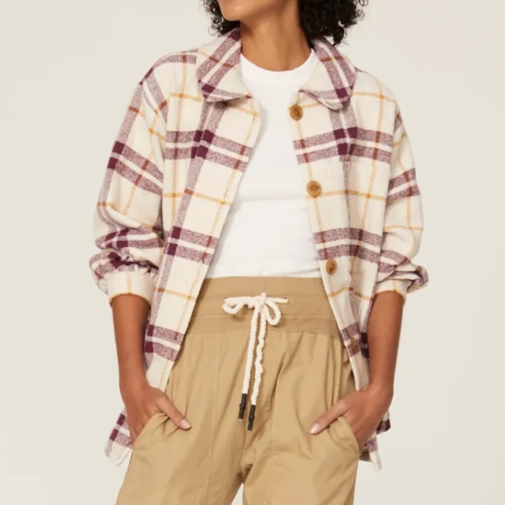 ba&sh Wool Oversized Qetsia Plaid Shacket Rent the Runway Size Medium RTR $385